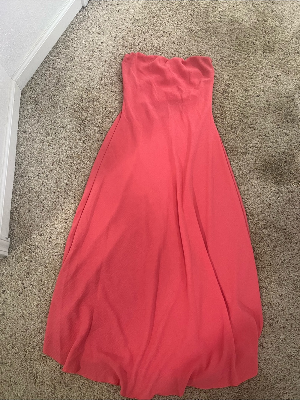 See You Monday Strapless Coral Maxi Dress XL